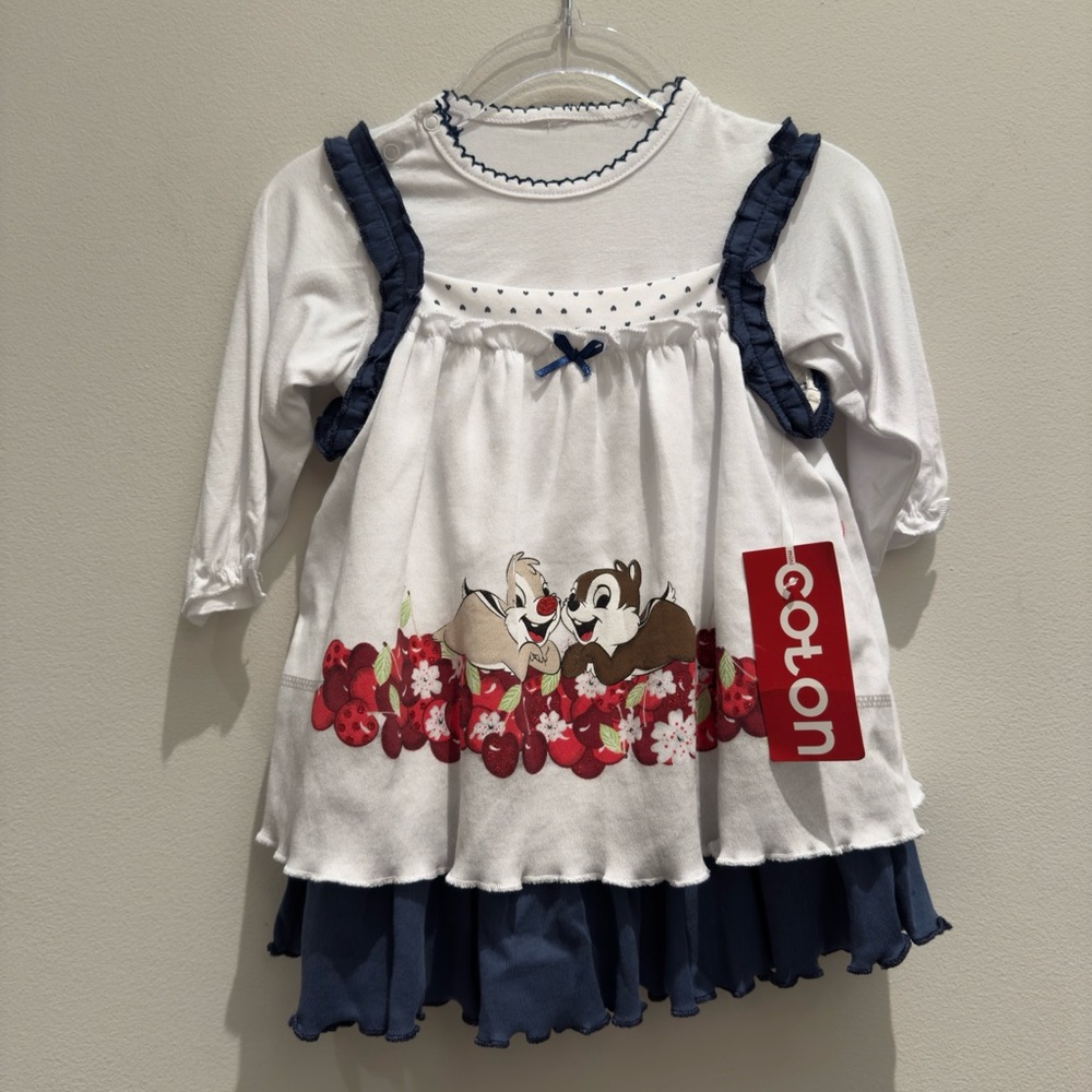 NWT - Mini Coton Disney Dress With Chip & Dale Dress Size 6-9 Months